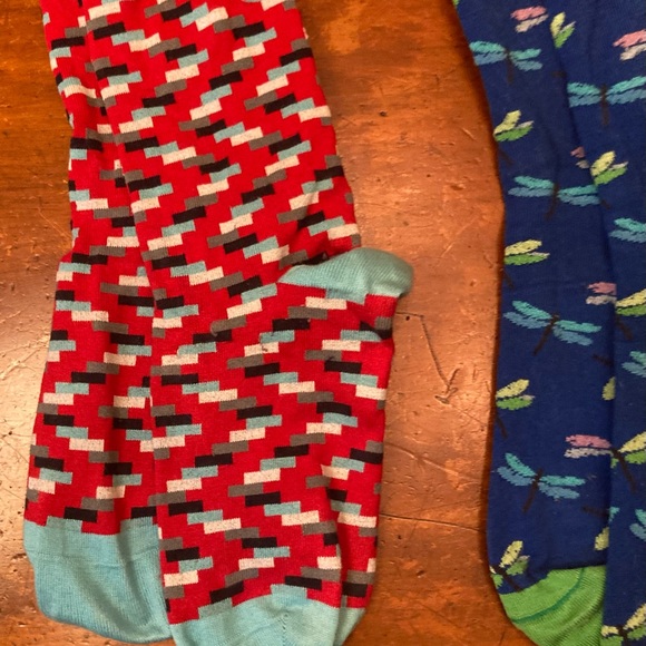 Jared Lang Italian bright cotton socks modern graphic patterns contrast heel - Picture 3 of 4